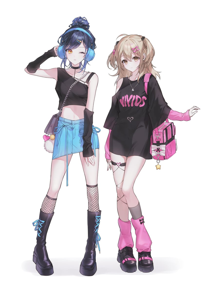 shiraishi an and azusawa kohane (project sekai) drawn by domyo