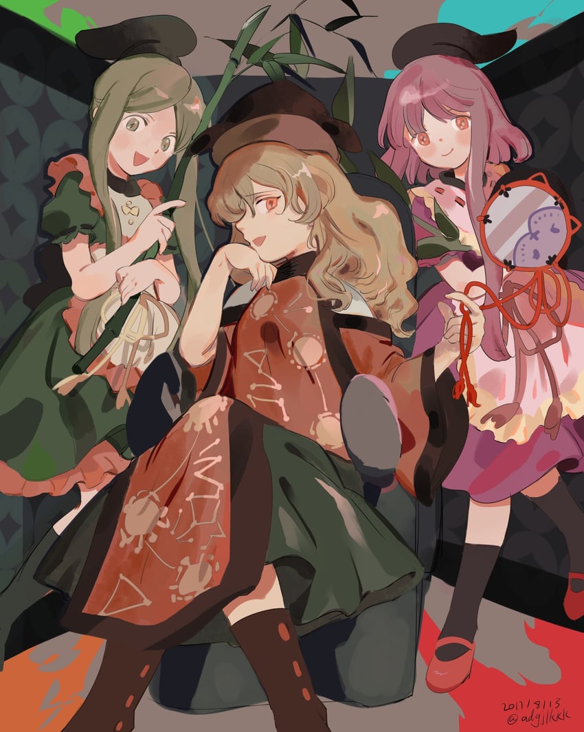 matara okina, nishida satono, and teireida mai (touhou) drawn by nengo