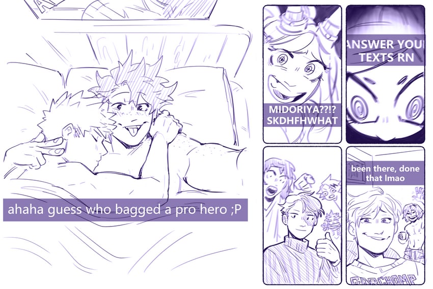 midoriya izuku, bakugou katsuki, todoroki shoto, kirishima eijiro, kaminari denki, and 5 more (boku no hero academia) drawn by habkart