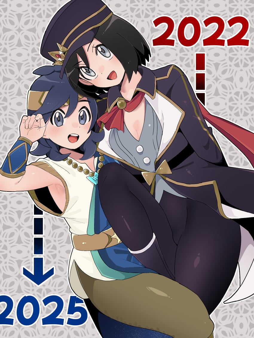 calem and elio (pokemon and 1 more) drawn by sana_(37pisana)