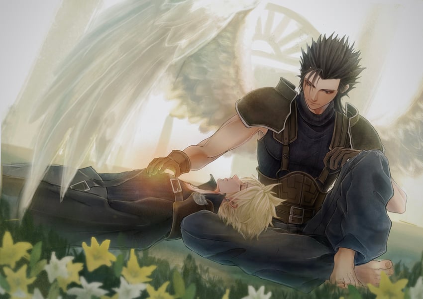 cloud strife and zack fair (final fantasy and 2 more) drawn by messa_mo