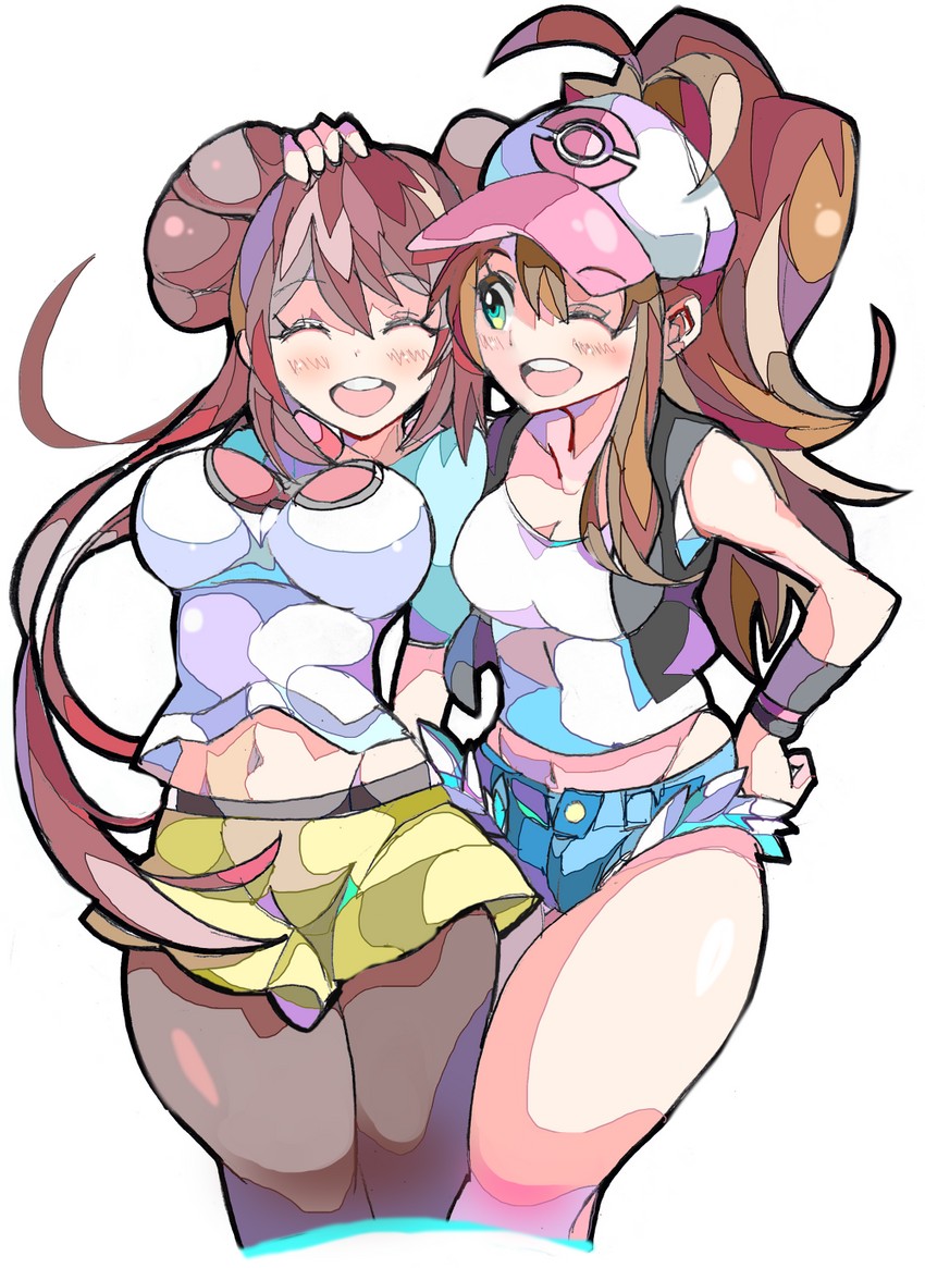 rosa and hilda (pokemon and 2 more) drawn by enpe