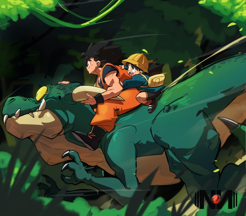 son goku and son gohan (dragon ball and 1 more) drawn by novanation