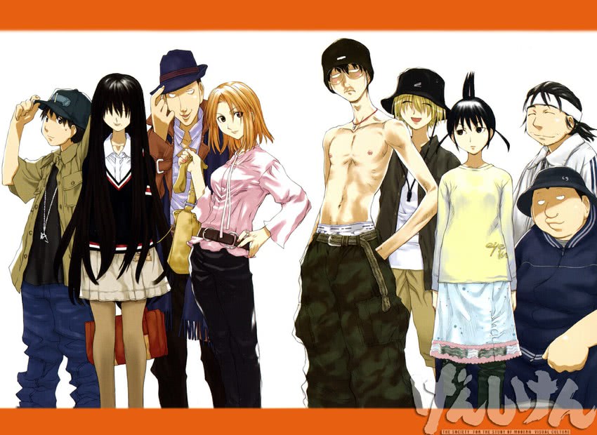 ogiue chika, ohno kanako, madarame harunobu, kasukabe saki, sasahara kanji, and 4 more (genshiken) drawn by kio_shimoku