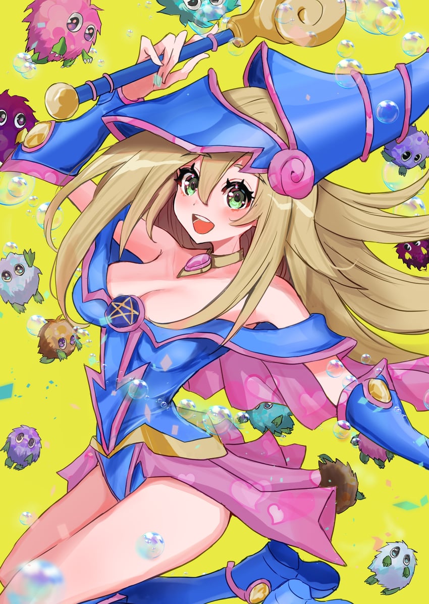 dark magician girl and kuriboh (yu-gi-oh!) drawn by noppe