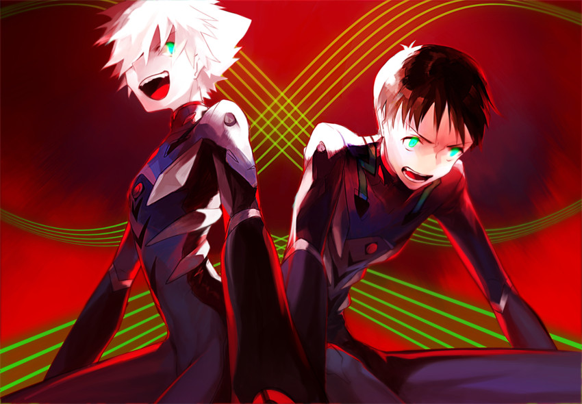 ikari shinji and nagisa kaworu (neon genesis evangelion and 2 more) drawn by mo_(mocopo)