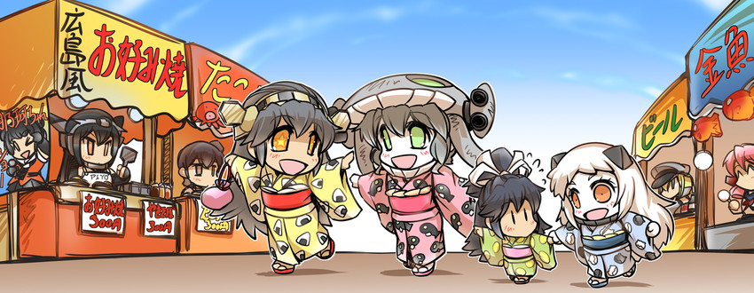 kaga, haruna, nagato, northern ocean princess, bismarck, and 6 more (kantai collection) drawn by hisahiko
