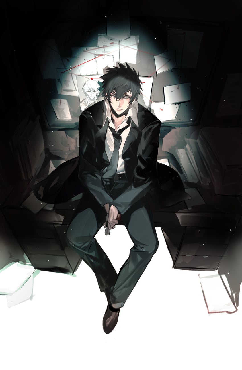 kougami shin'ya and makishima shougo (psycho-pass) drawn by fui_(fui29493452)