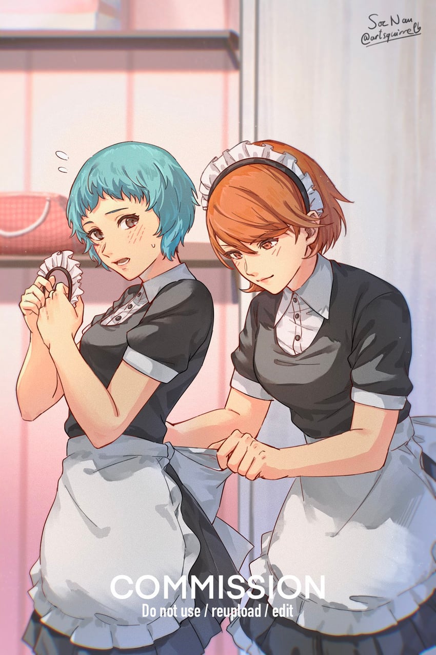 takeba yukari and yamagishi fuuka (persona and 1 more) drawn by soc_nau