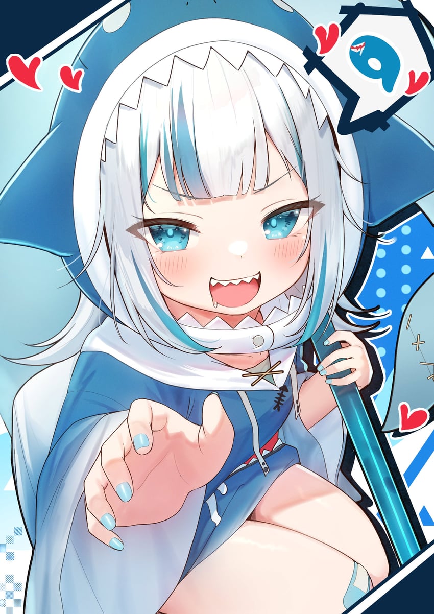 gawr gura (hololive and 1 more) drawn by tsukiman