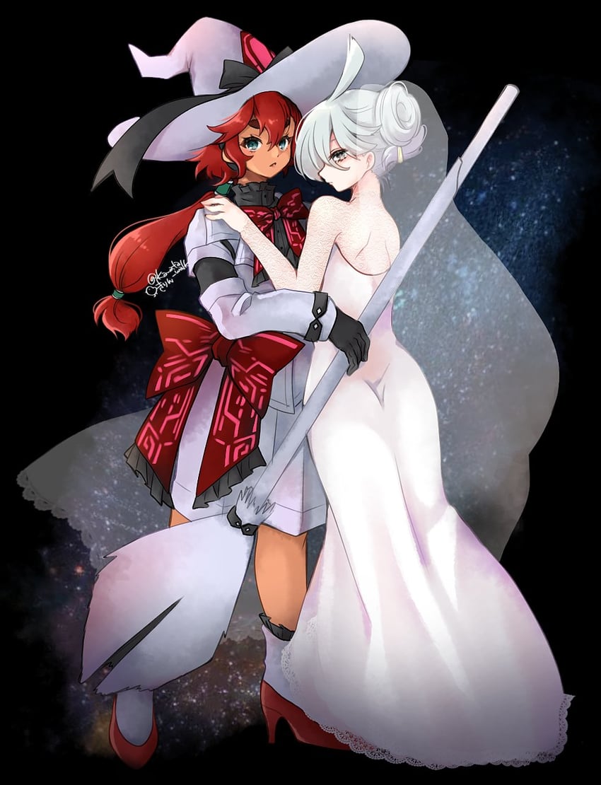 suletta mercury, miorine rembran, and gundam calibarn (gundam and 1 more) drawn by kirin_(kanata_walk)