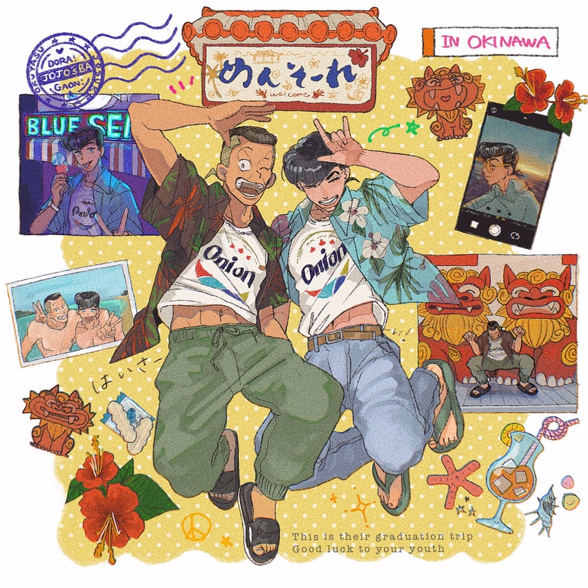 higashikata josuke and nijimura okuyasu (jojo no kimyou na bouken and 1 more) drawn by t_0nd