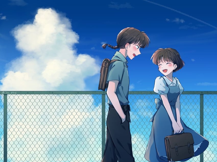 tendou akane and saotome ranma (ranma 1/2) drawn by tsukisaka_iro