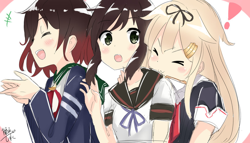 yuudachi, fubuki, yuudachi kai ni, mutsuki, fubuki kai ni, and 1 more (kantai collection) drawn by kanisaka_shizuku