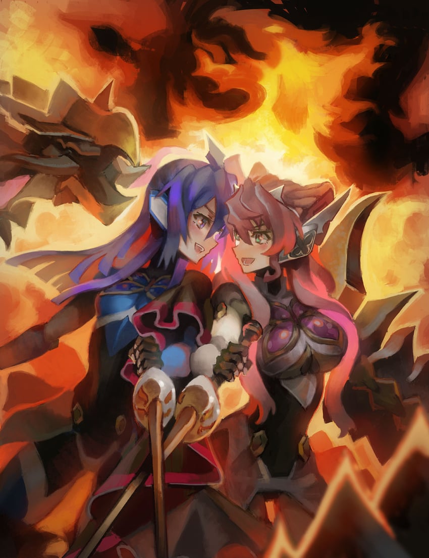 kazanari tsubasa and maria cadenzavna eve (senki zesshou symphogear) drawn by visqi