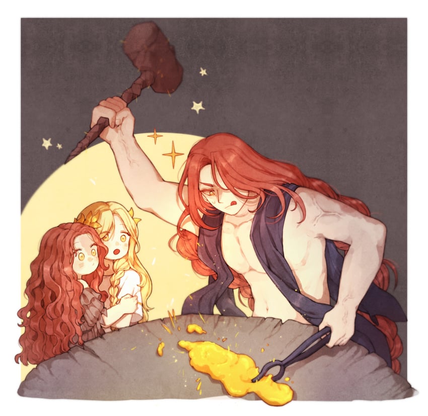 malenia blade of miquella, miquella, and radagon of the golden order (elden ring) drawn by donar0217