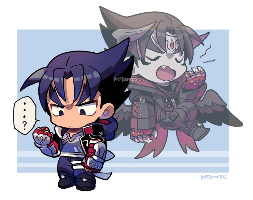 kazama jin and devil jin (tekken) drawn by kotorai