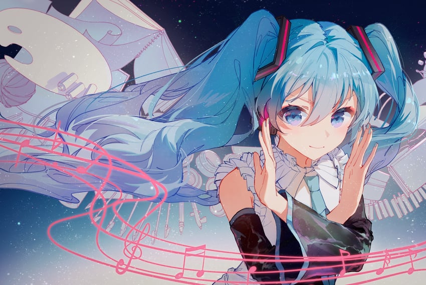 hatsune miku (vocaloid and 1 more) drawn by yue_yue