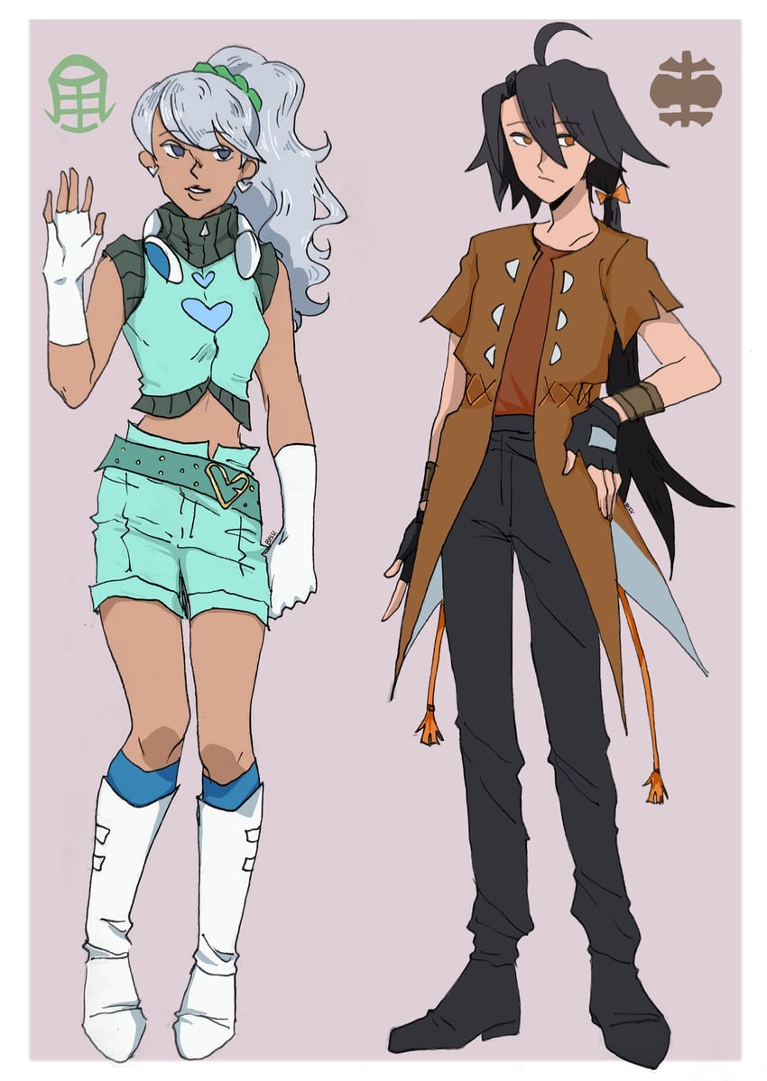 julie heyward and kazami shun (bakugan and 1 more) drawn by imvegetable1