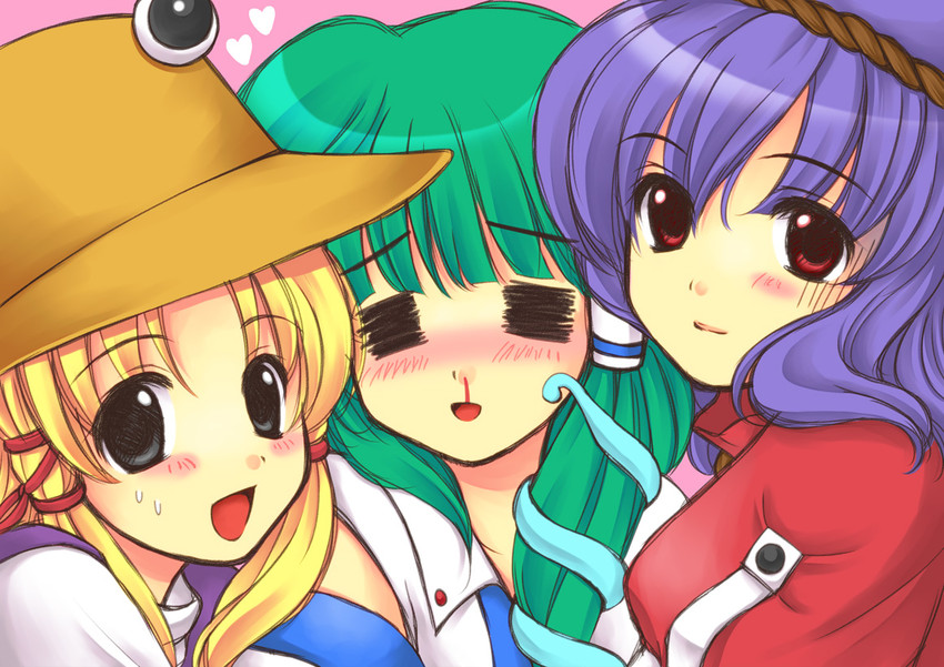 kochiya sanae, moriya suwako, and yasaka kanako (touhou) drawn by 2754