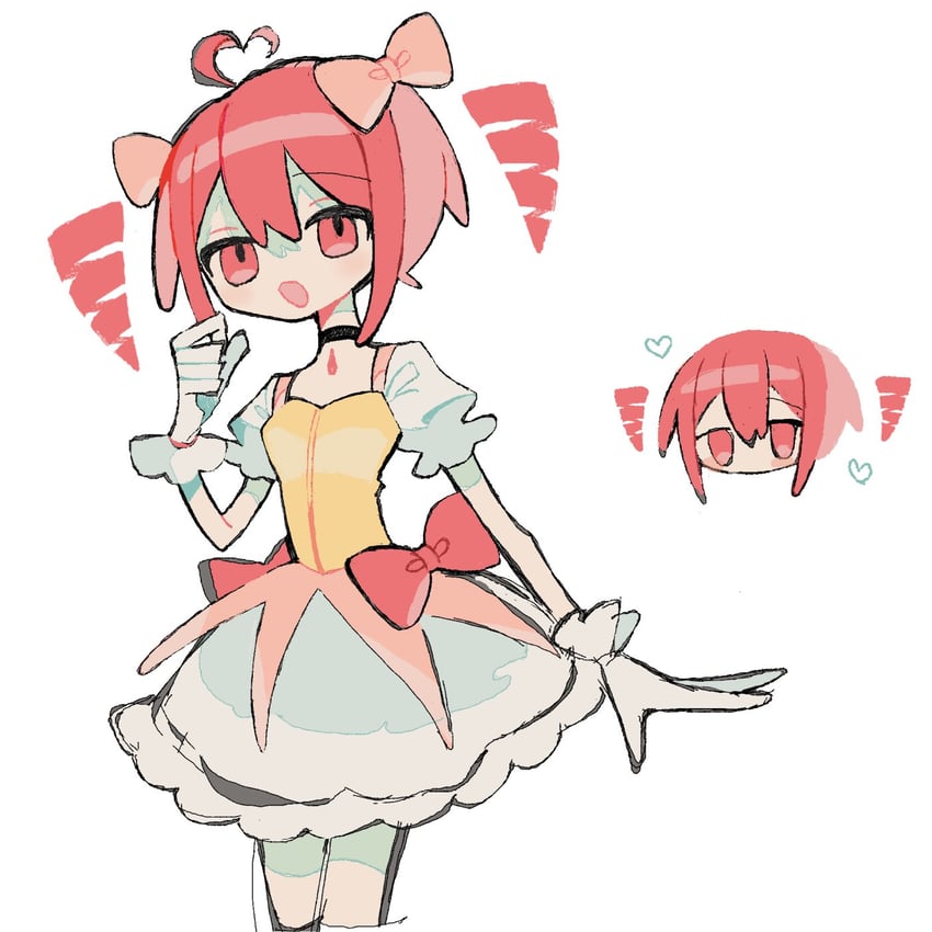 kaname madoka and kasane teto (mahou shoujo madoka magica and 1 more) drawn by okashira_moppu