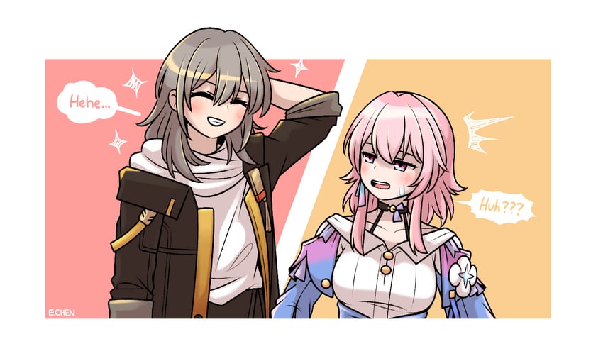 trailblazer, stelle, and march 7th (honkai and 1 more) drawn by chen_(somanychens)