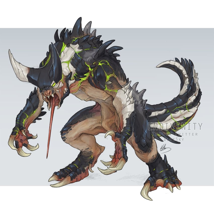deathclaw (original and 1 more) drawn by endivinity