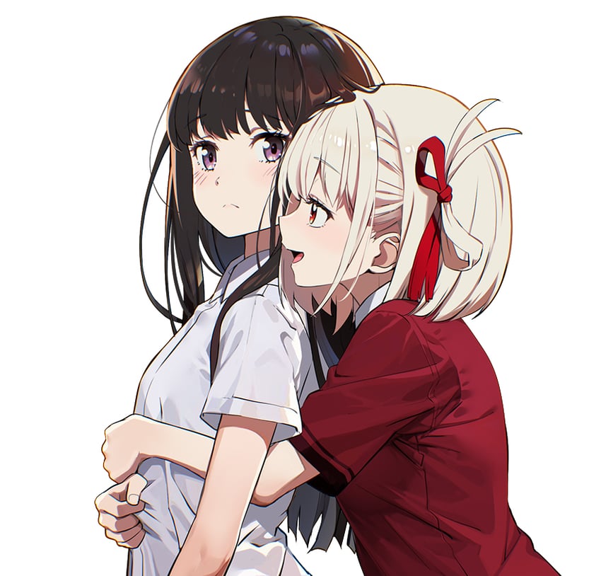 nishikigi chisato and inoue takina (lycoris recoil) drawn by nyoro_(nyoronyoro000)