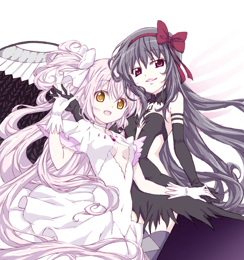 akemi homura, kaname madoka, ultimate madoka, and akuma homura (mahou shoujo madoka magica and 1 more) drawn by shimotsuki_nashi