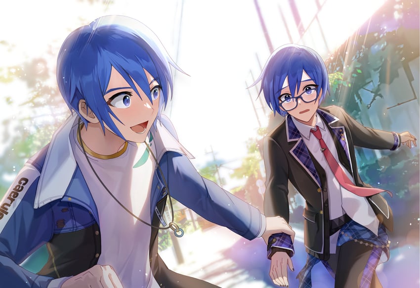 kaito, vivid bad squad kaito, and leo/need kaito (vocaloid and 1 more) drawn by maima_(rrs_0222)