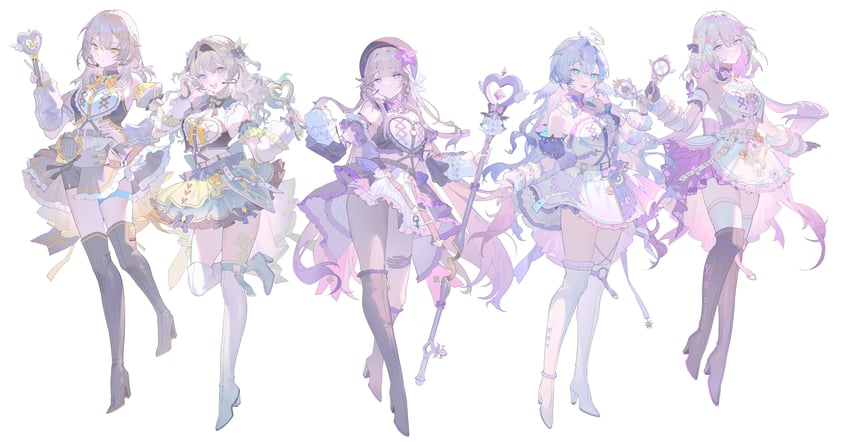 trailblazer, firefly, stelle, robin, herta, and 2 more (honkai and 1 more) drawn by luzi/fengli_nanzi