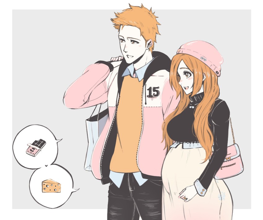 inoue orihime and kurosaki ichigo (bleach and 1 more) drawn by rozuberry