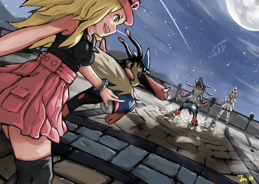 serena, lucario, korrina, and mega lucario (pokemon and 1 more) drawn by jonathan_h