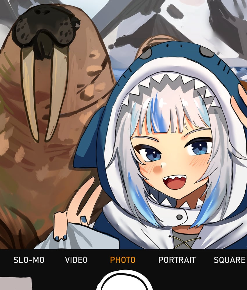 gawr gura (hololive and 1 more) drawn by mykokampfwagen