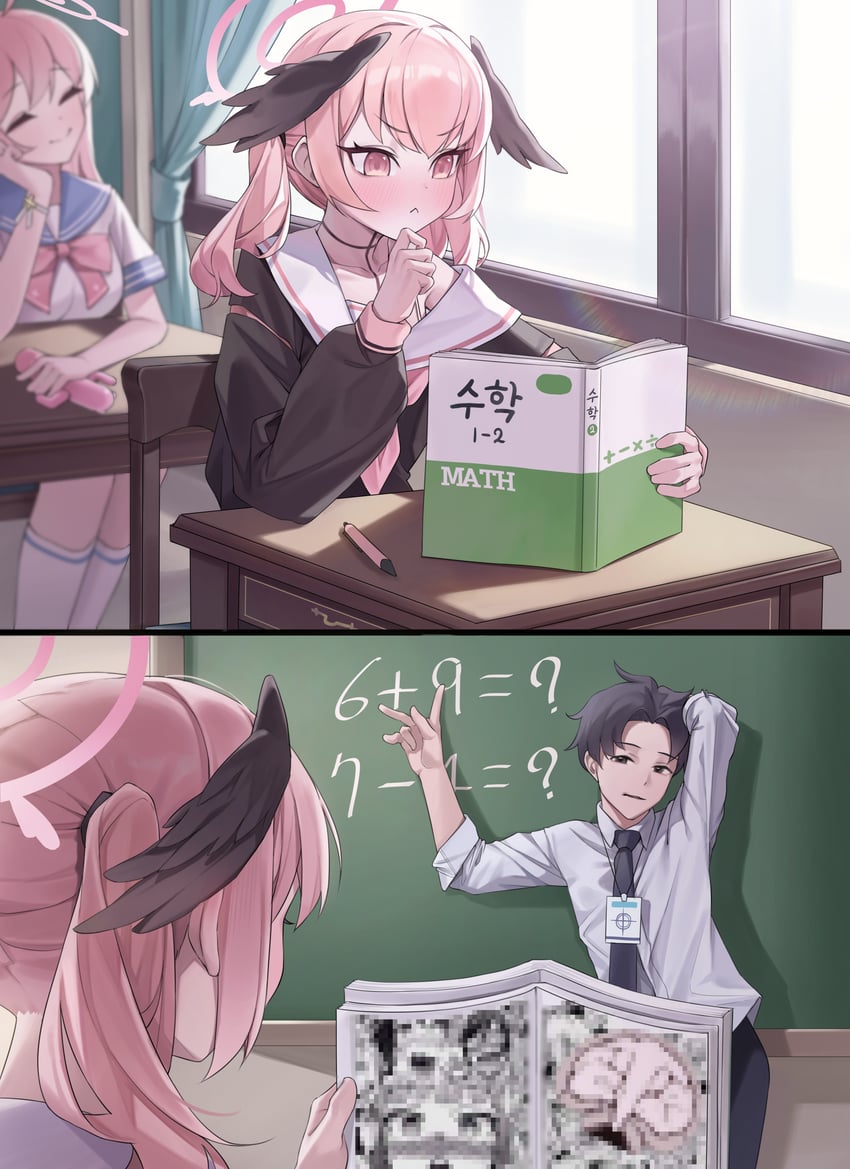 sensei, koharu, and hanako (blue archive and 1 more) drawn by asanagi and um_111