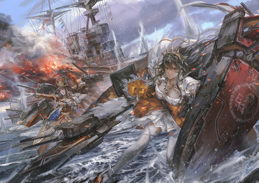 queen elizabeth and royal oak (warship girls r) drawn by stu_dts