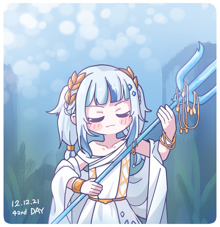gawr gura (hololive and 1 more) drawn by monja_(monja0521)