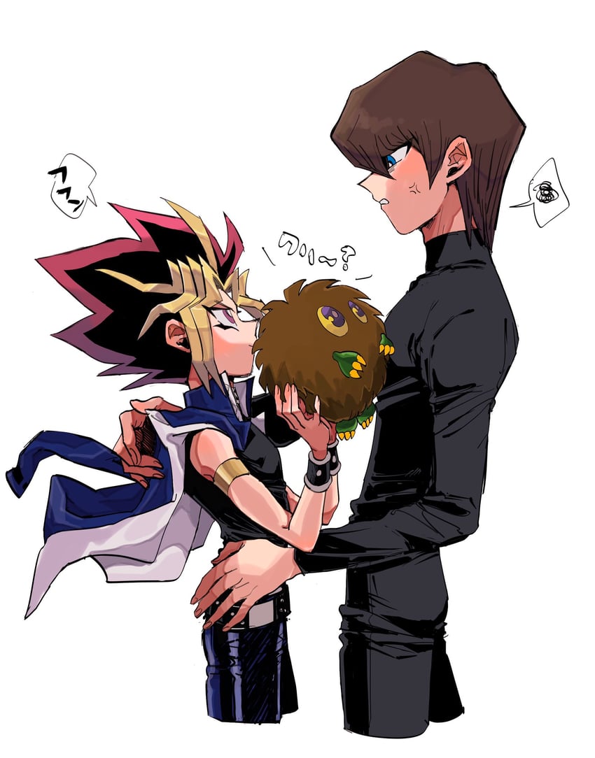 muto yugi, kaiba seto, yami yugi, and kuriboh (yu-gi-oh! and 1 more) drawn by oikisama_nanda