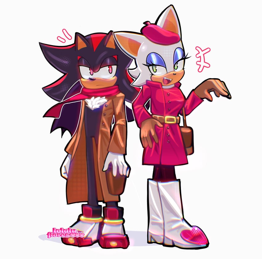 shadow the hedgehog and rouge the bat (sonic and 2 more) drawn by lolaluflores