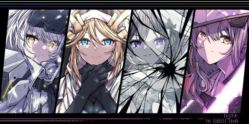 dorothy, scarlet, snow white, and rapunzel (goddess of victory: nikke) drawn by kakuzatou_(cubesugar03196)