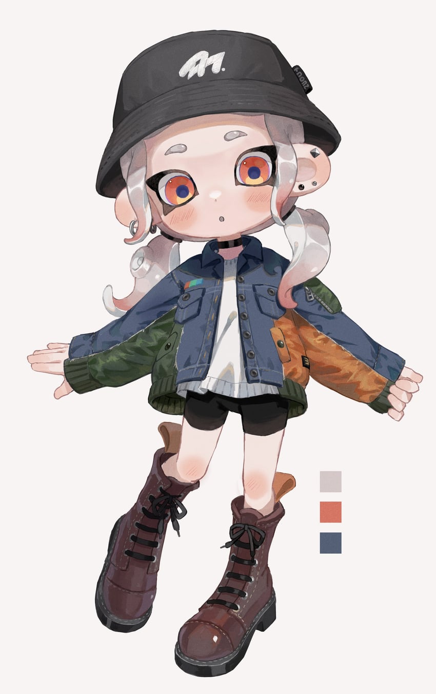 octoling player character and octoling girl (splatoon) drawn by myon_rio