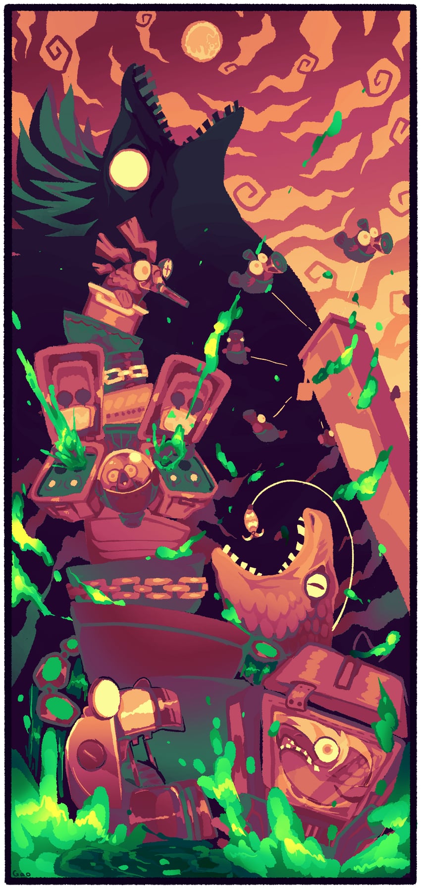 smallfry, stinger, mr. grizz, flyfish, maws, and 4 more (splatoon and 1 more) drawn by gao_(kohozuna)