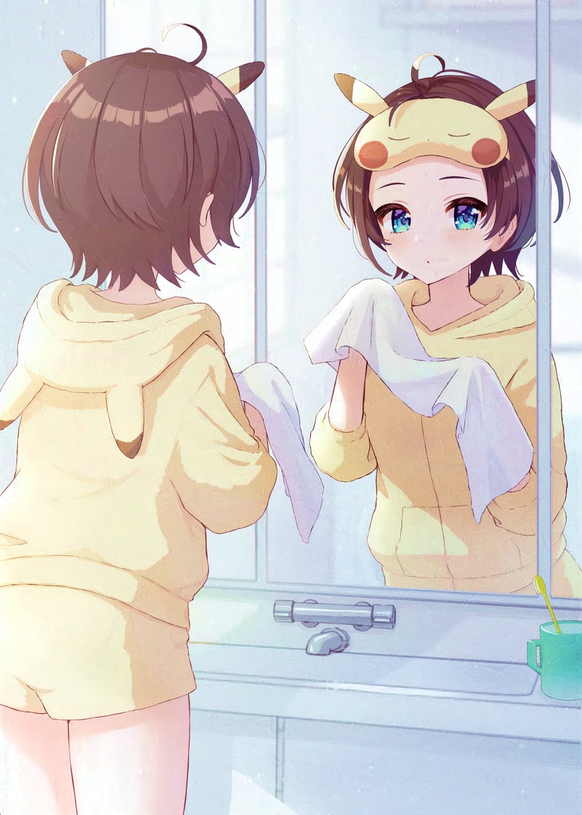 pikachu and oozora subaru (pokemon and 1 more) drawn by uni_(maru231)