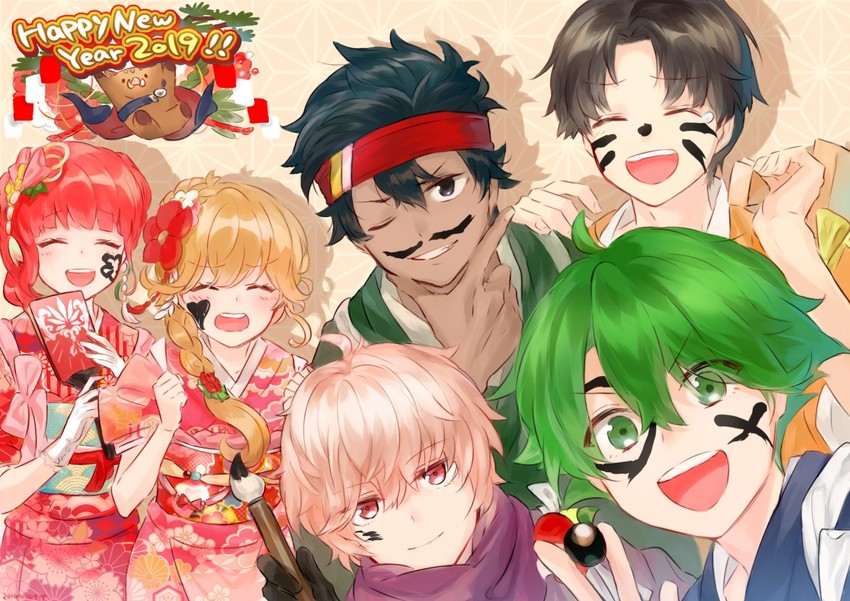 celica, alm, faye, tobin, gray, and 1 more (fire emblem and 1 more) drawn by futabaaf