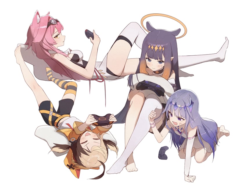 ninomae ina'nis, koseki bijou, raora panthera, and gigi murin (hololive and 1 more) drawn by seuhu