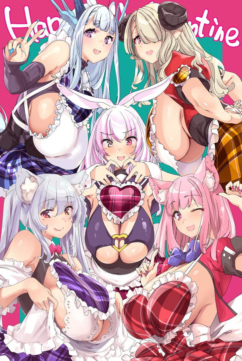 miyako miyuri, tenshouin himeno, inori marie, usamasu, and mikoshiba mikoto (indie virtual youtuber) drawn by thomasz