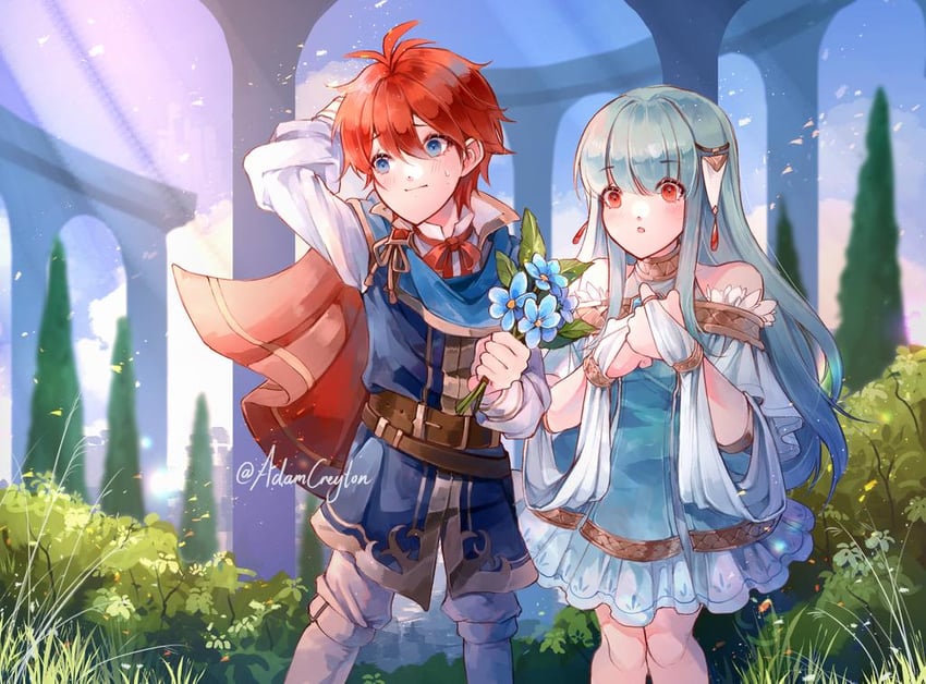 ninian and eliwood (fire emblem and 2 more) drawn by creyton
