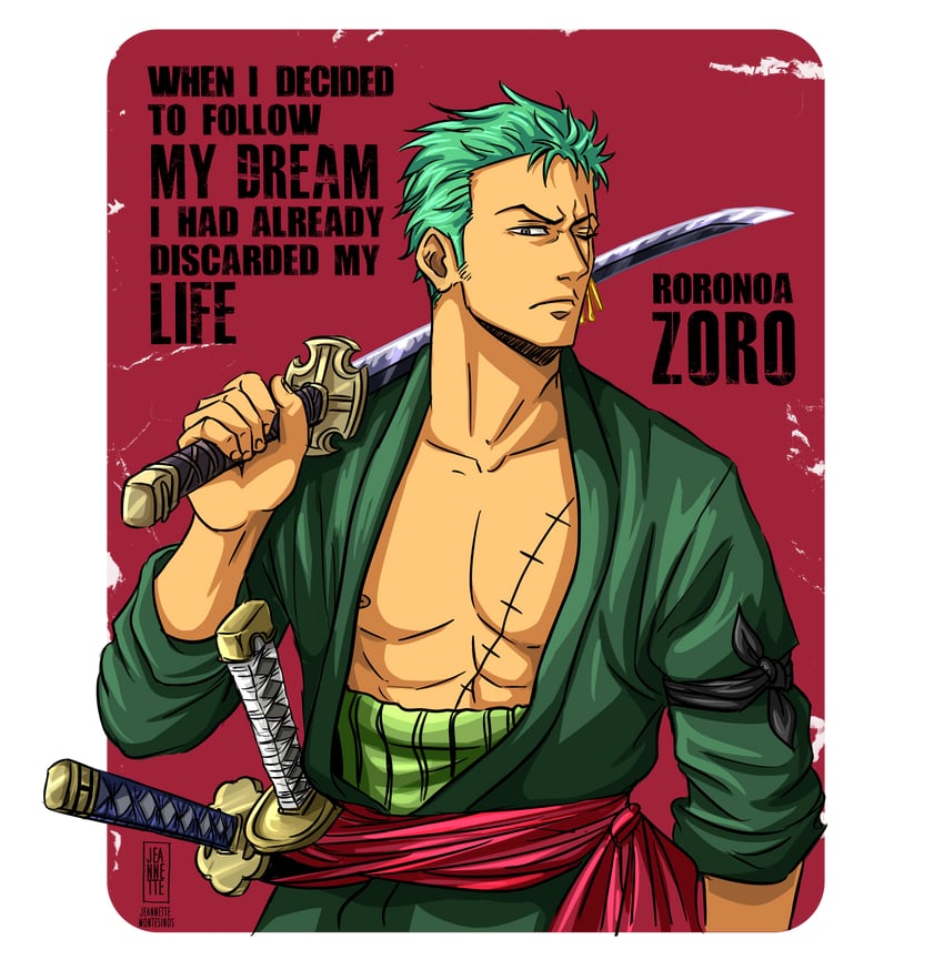 roronoa zoro (one piece) drawn by jeannette11
