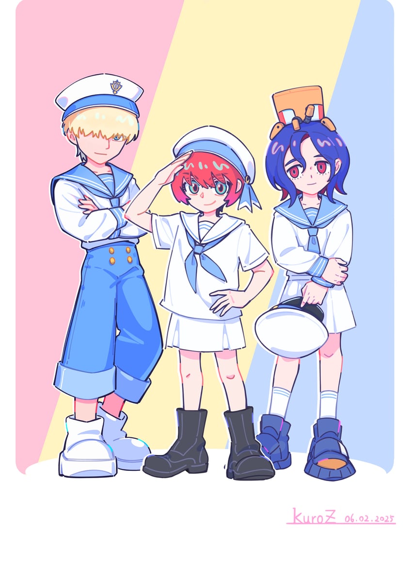 amate yuzuriha, shuji ito, conch, and shirouzu (gundam and 1 more) drawn by zerogorgeth
