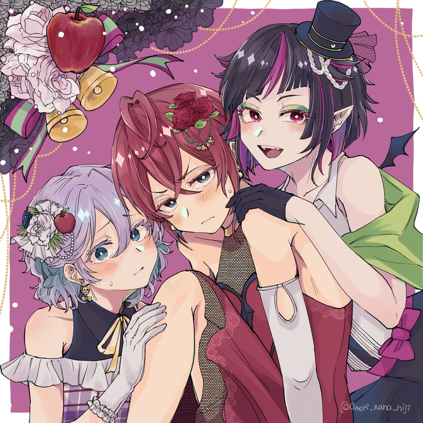 lilia vanrouge, riddle rosehearts, and epel felmier (twisted wonderland) drawn by n@na